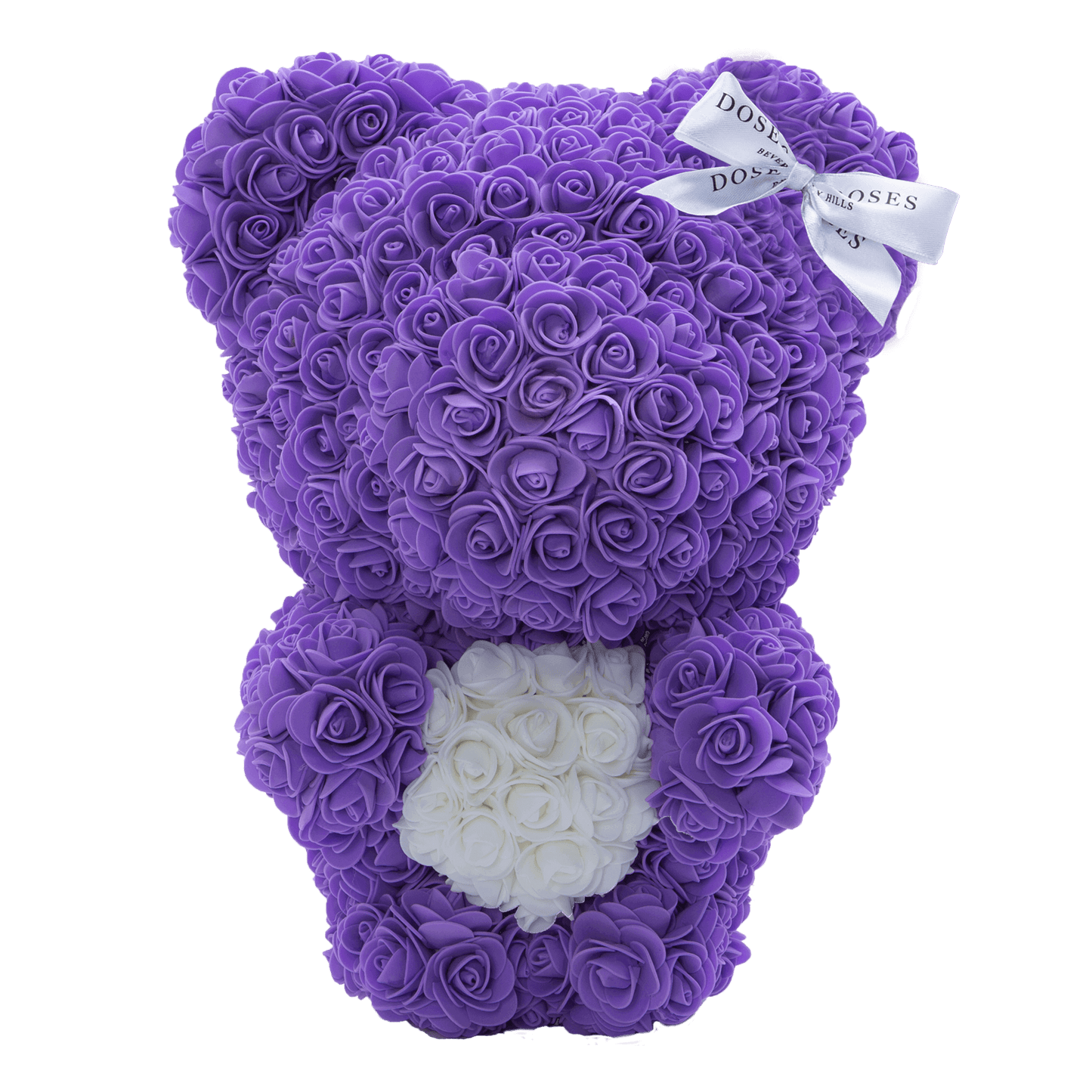 Purple Love Heart Standing Rose Bear