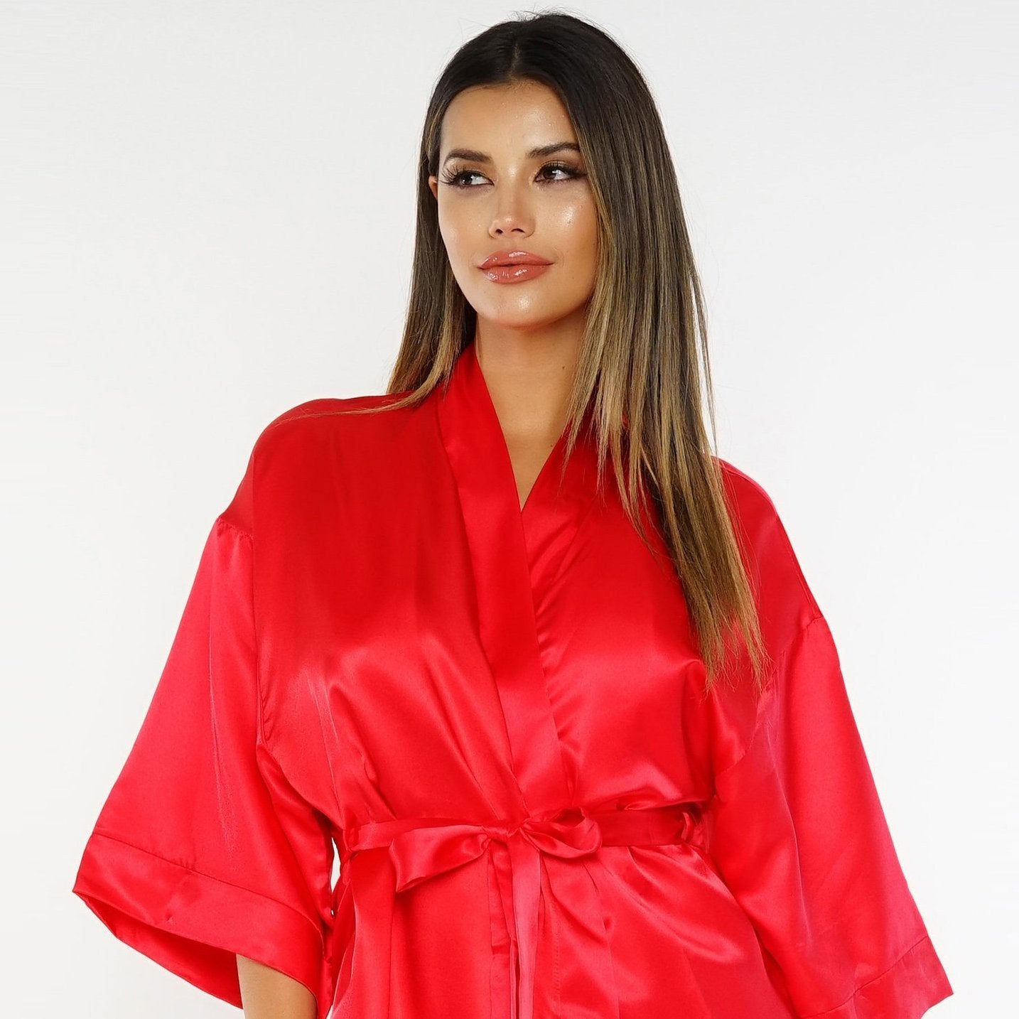 Satin Robe - Red