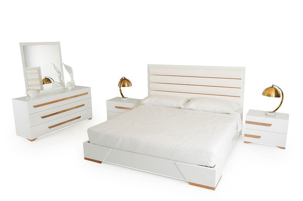 Nova Domus Juliet Italian Modern White Rose Gold Bedroom Set