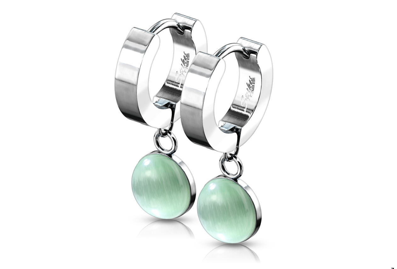 Children's, Teens' and Mothers' Earrings: Surgical Steel Huggy Hoops with Amethyst Dangles