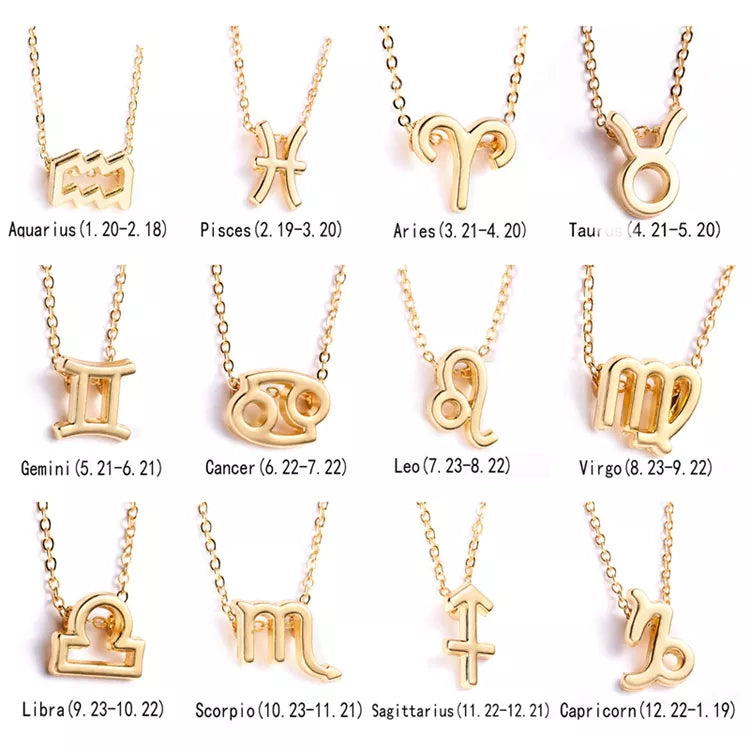 Children's Necklaces: Steel with Gold IP Birthday Gift Zodiac Necklaces - Aquarius