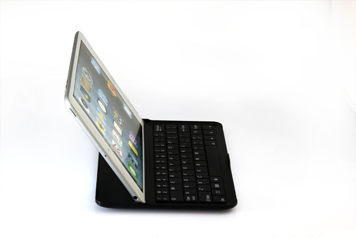 Black 3 in 1 aluminum keyboard case for iPad Mini - side view