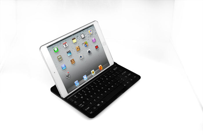 Black 3 in 1 aluminum keyboard case for iPad Mini - sid view