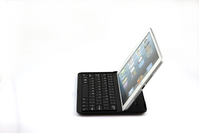 Black 3 in 1 aluminum keyboard case for iPad Mini - side view