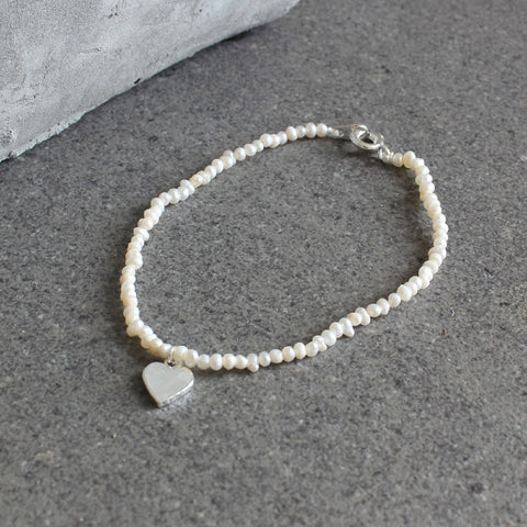 Mother Of Pearl Bracelet With Heart Charm