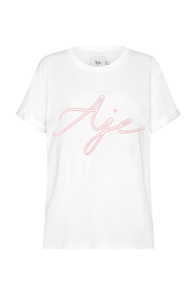 Canyons Logo Tee White & Bon Pink | Aje –