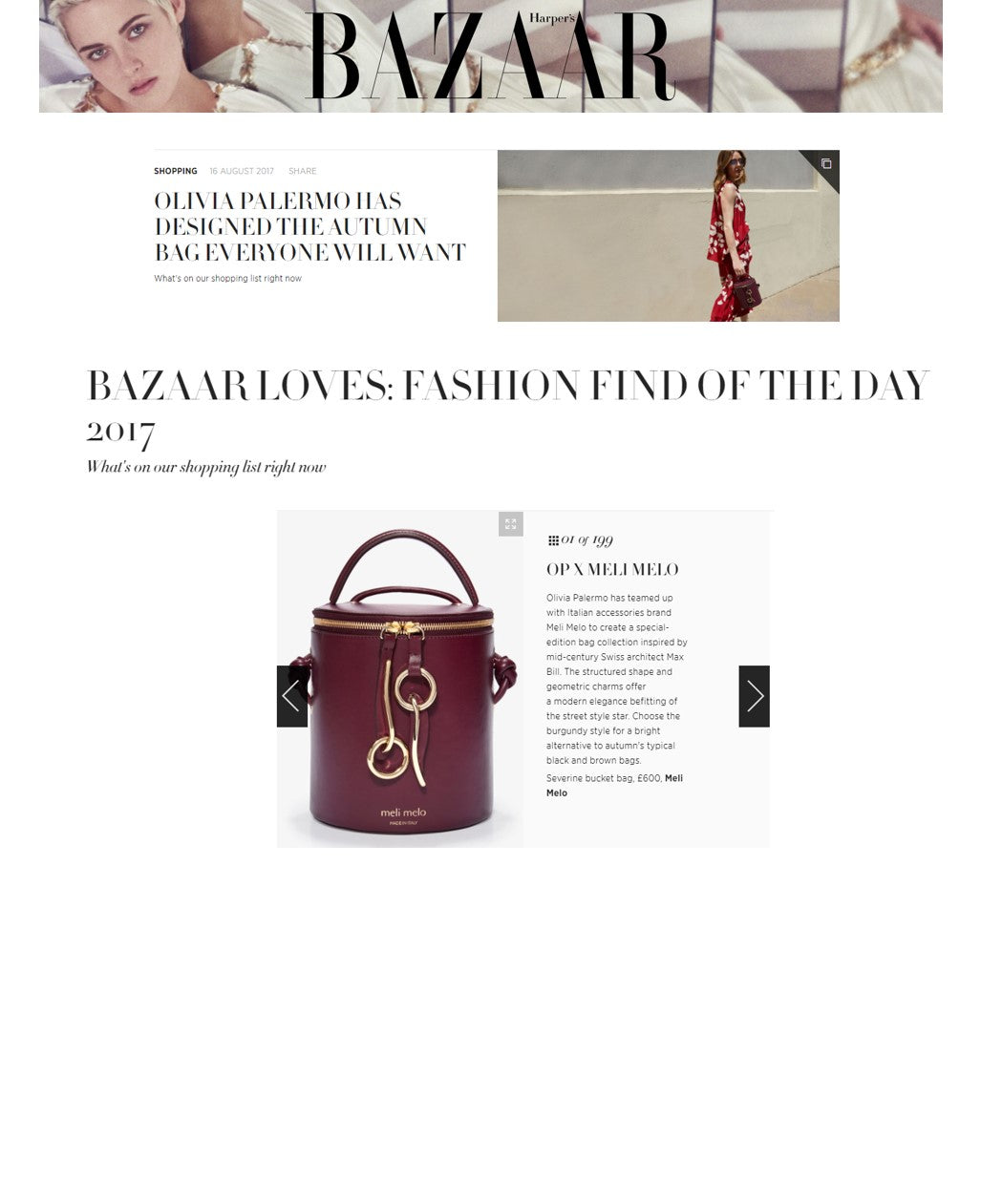 Harper Bazaar UK severine bucket bag