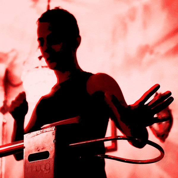 GIF of Armen Ra playing music on a theremin