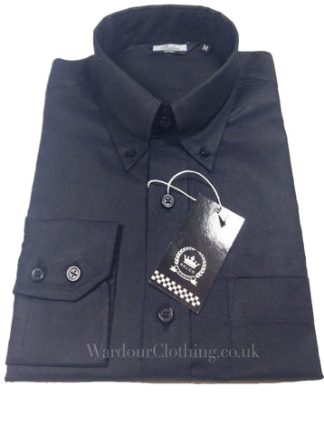 Relco Button Down Long Sleeve Oxford Shirt - Black