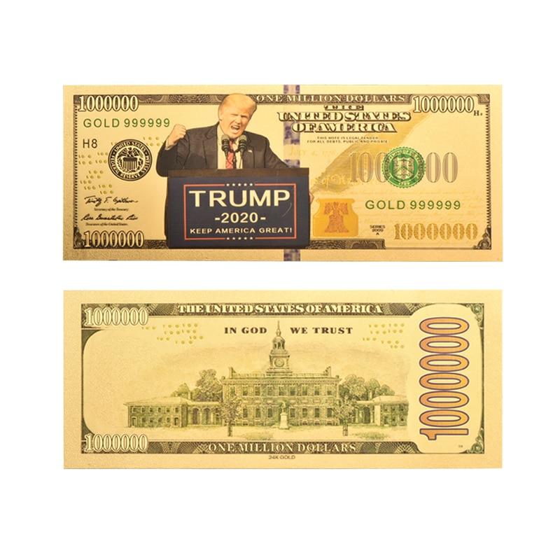 Gold Plated Trump 2020 One Million Dollar Banknote Promo Donald Trump Store Usa