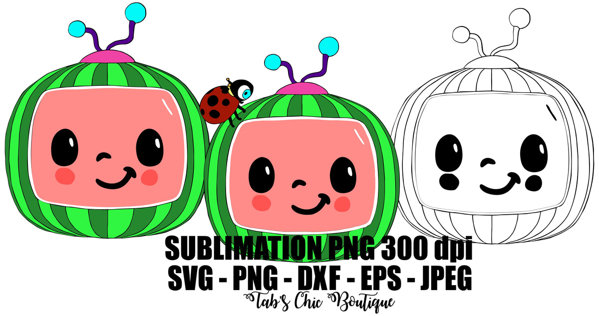 Cocomelon SVG JPEG PNG DXF EPS 300dpi Sublimation Design Cutting File