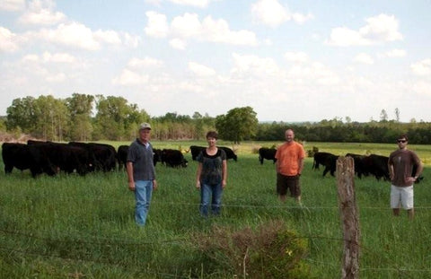 Thompson family in pasture