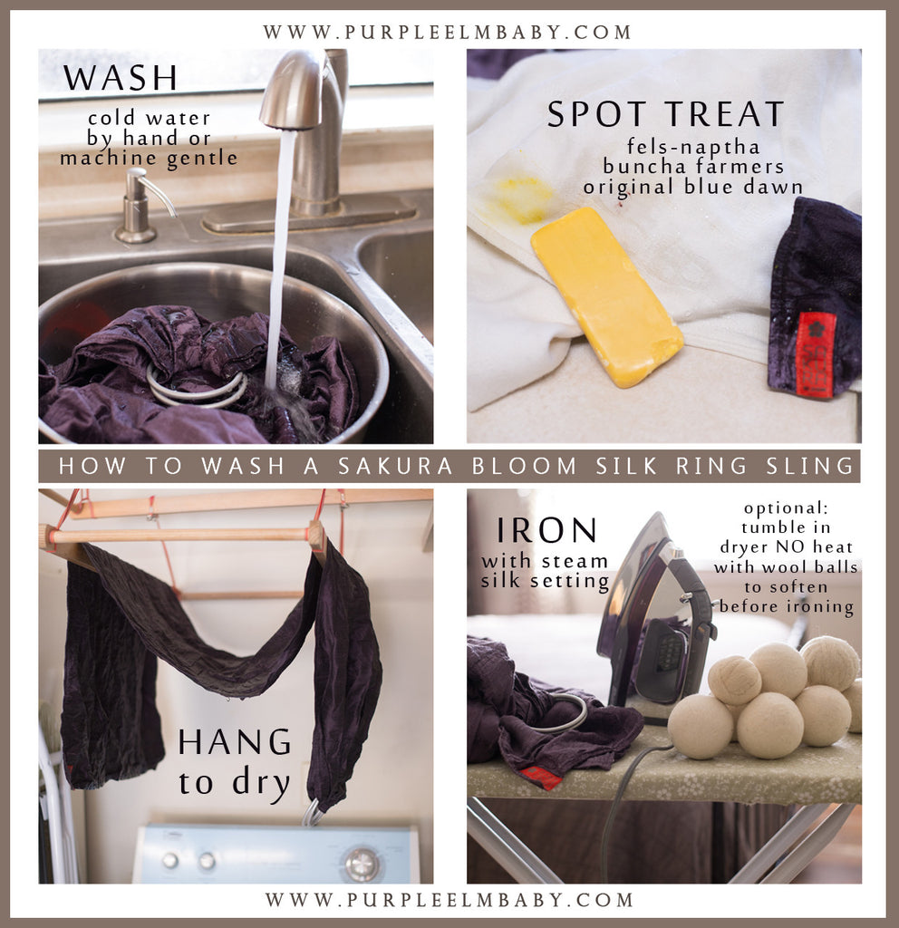 How to Wash Sakura Bloom Silk Ring Sling Purple Elm Baby
