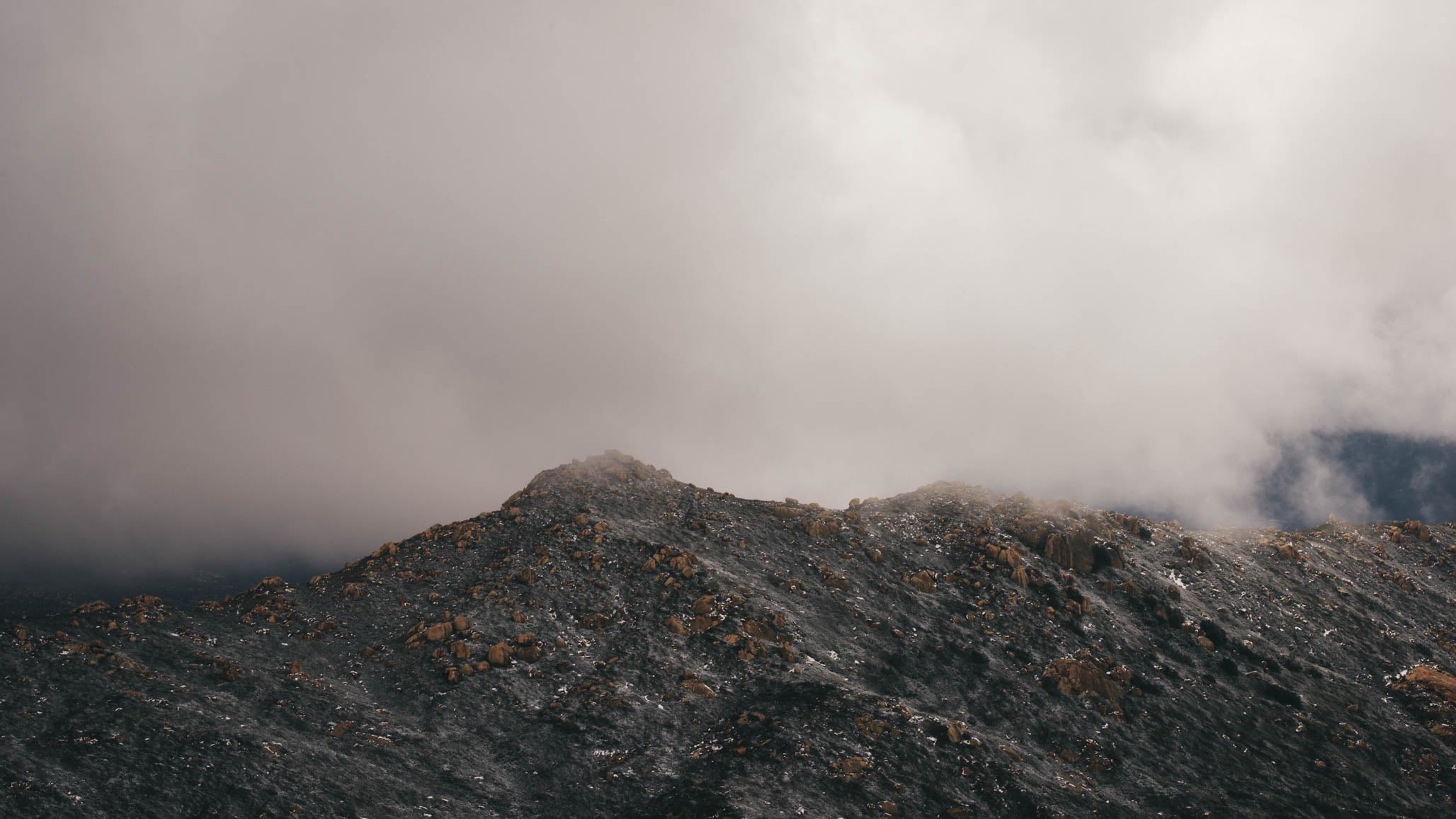 Snow on Corte Madera Mountain and Corral Canyon in the Cleveland National Forest in San Diego