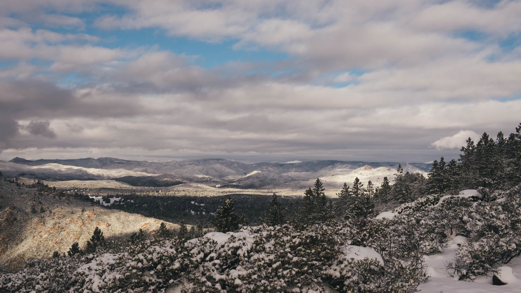 Snow on Corte Madera Mountain and Corral Canyon in the Cleveland National Forest in San Diego