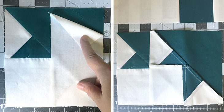Goose Tracks quilt block tutorial, 15-inch