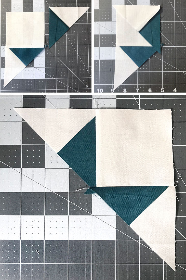 Goose Tracks (or Cross and Crown) quilt block tutorial, 15-inch