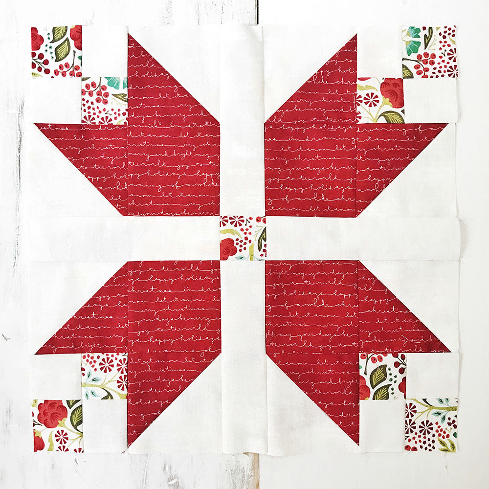 Figgy Pudding quilt block, made by Jess of Bloomerie Fabrics