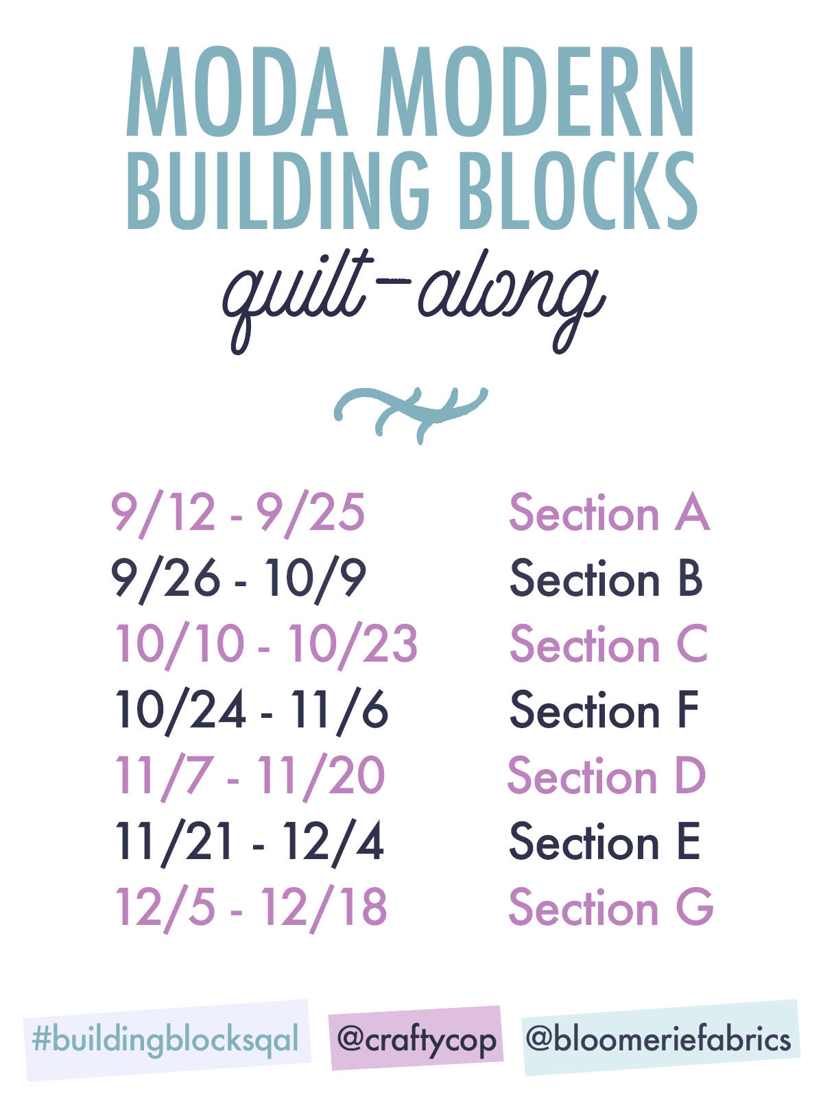 Moda Modern Building Blocks quilt-along schedule