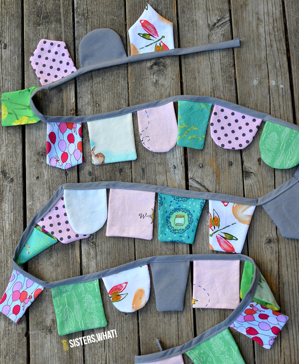 Scrap fabric banner tutorial from Sisters What