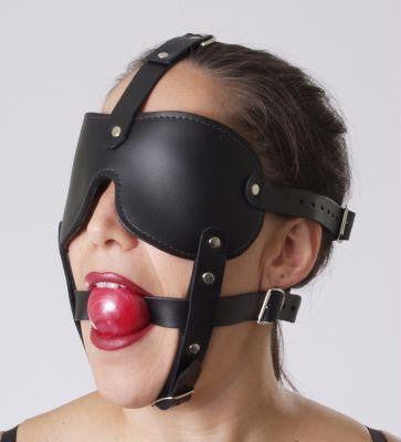 Gag and Blindfold Head Harness Color : Red - Erotic Superstore
