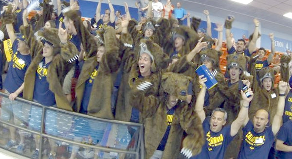 Cal Swimming fans in bear suits at NCAA Championship