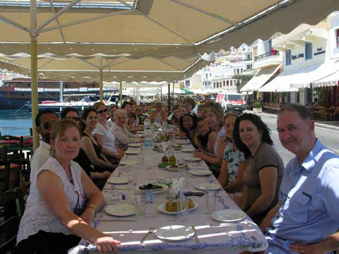 enjoying ameal in Hermoupolis overlooking the port