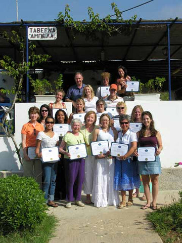 Happy students receive their certificates at the Taverna in Abela