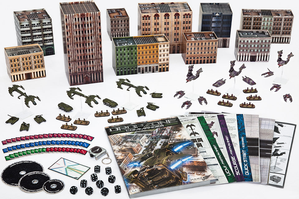 Contents of Dropzone Commander 2 Player Starter Set, by Hawk Wargames