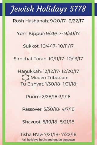 Jewish Holidays 5778