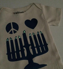 Organic Glow-in-the-Dark Hanukkah Onesie - Ages 0 to 1