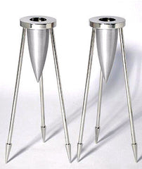 Steel Rocket Shabbat Candlesticks by Laura Cowan by Laura Cowan - ModernTribe