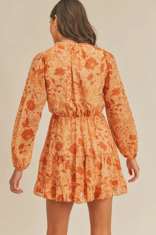 Apricot Floral Dress