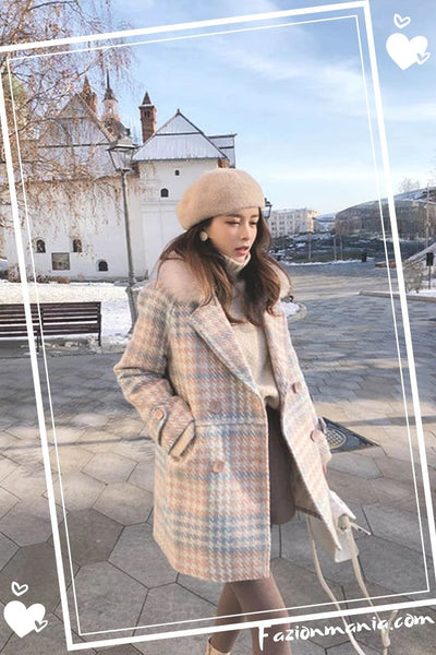 Elegant Winter Woolen Blends Female Coat