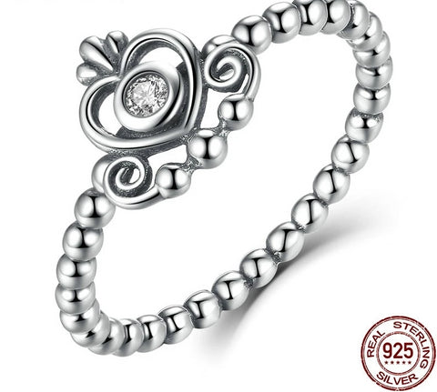 925 Sterling Silver Crown Heart-Shaped Ring