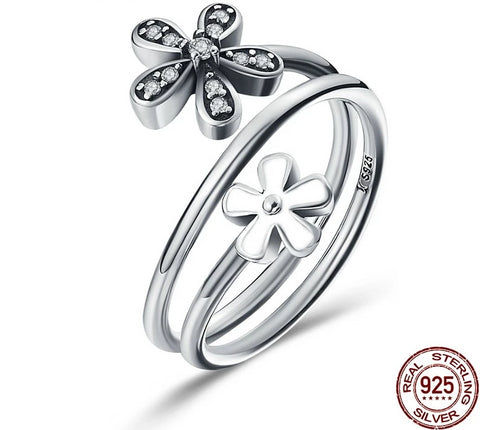 925 Sterling Silver Shimmering Bouquet Flower Ring