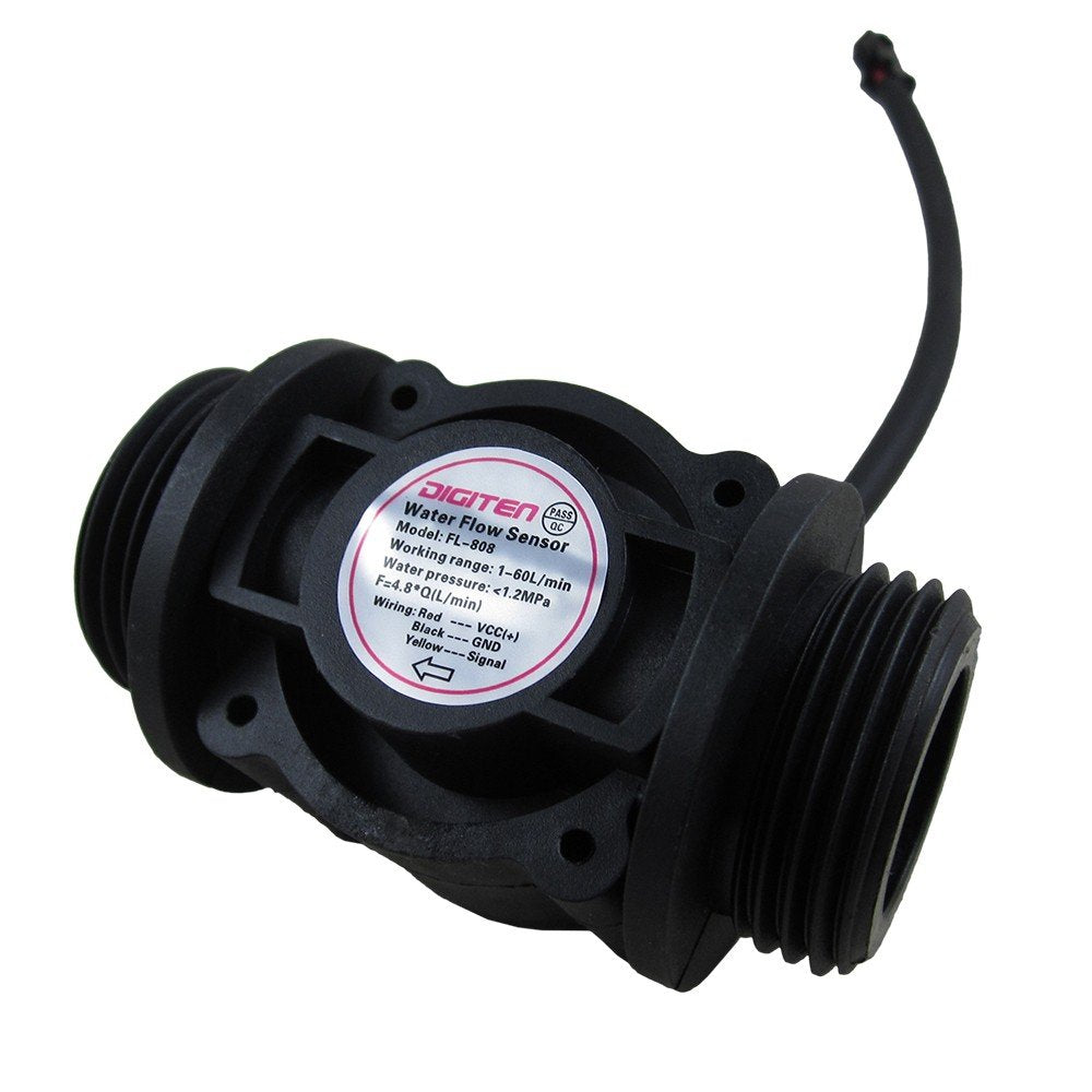 Flow Sensor Solenoid valve Power Adapter NEW 3/4" Water Flow Control LCD Meter 