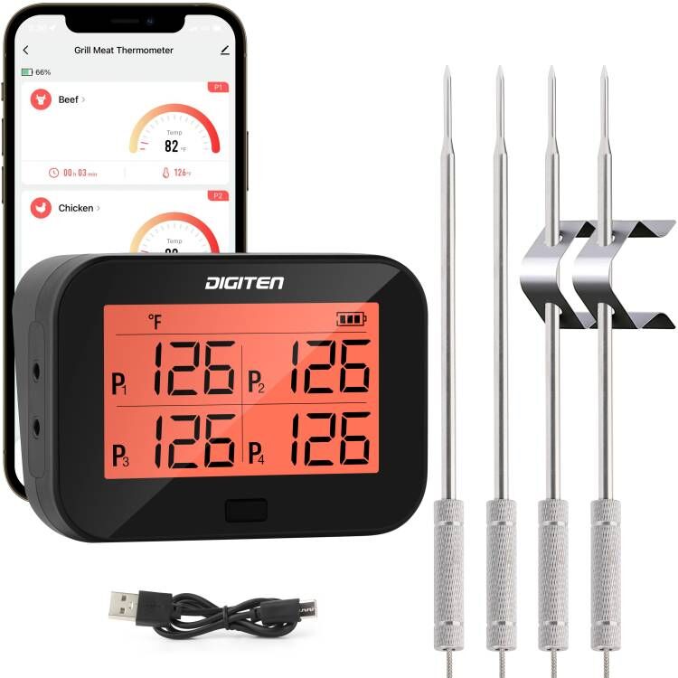 geleider Hopelijk Of DIGITEN Bluetooth Grilling Thermometer Wireless Meat Thermometer with