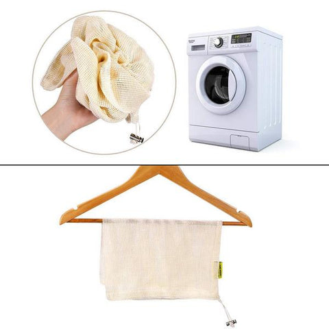 cotton bag on hanger and washing machine