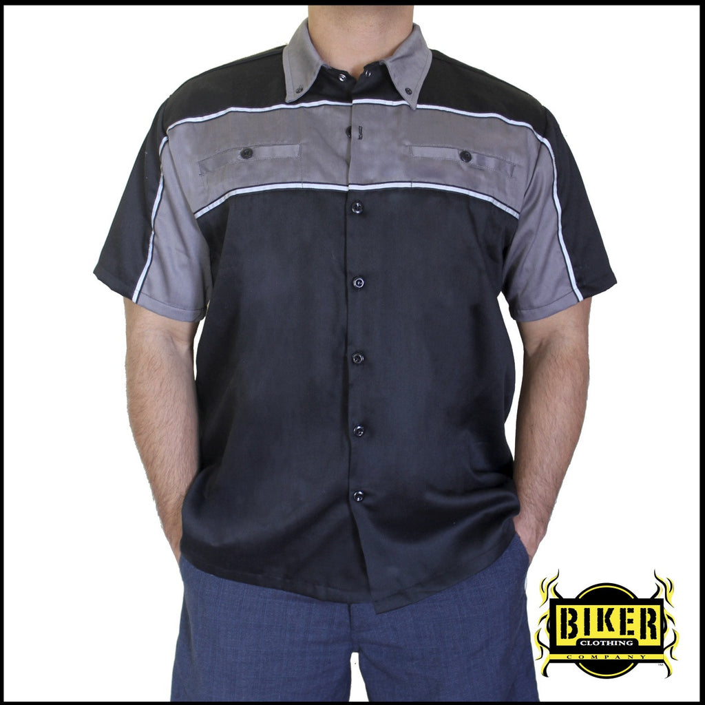 Black Reflective Mechanic Button Down Shirt - Different Designs Availa ...