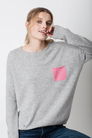 Lucy Nagle grey pocket cashmere sweater