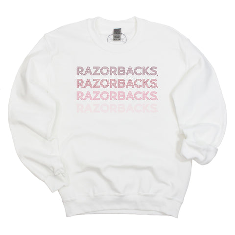 University of Arkansas, Fayetteville Neon Nights Crewneck Fleece in White