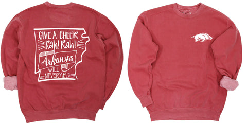 Pep Squad Crewneck Fleece in Cardinal - University of Arkansas