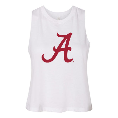 University of Alabama (The) Endzone Women's Racerback Crop Tank in White