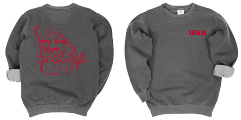 Pep Squad Crewneck Fleece in Charcoal - University of Georgia