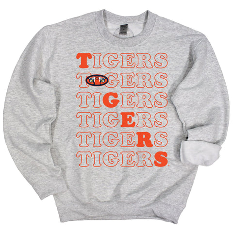 Stacked Crewneck Fleece in Heather Gray - Auburn University