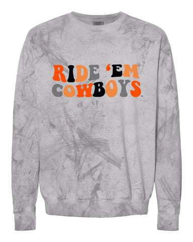 Groovy Washed Crewneck Fleece in Smoke - Oklahoma State University