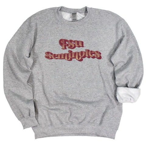 Florida State University Retro Wave Crewneck Fleece in Gray