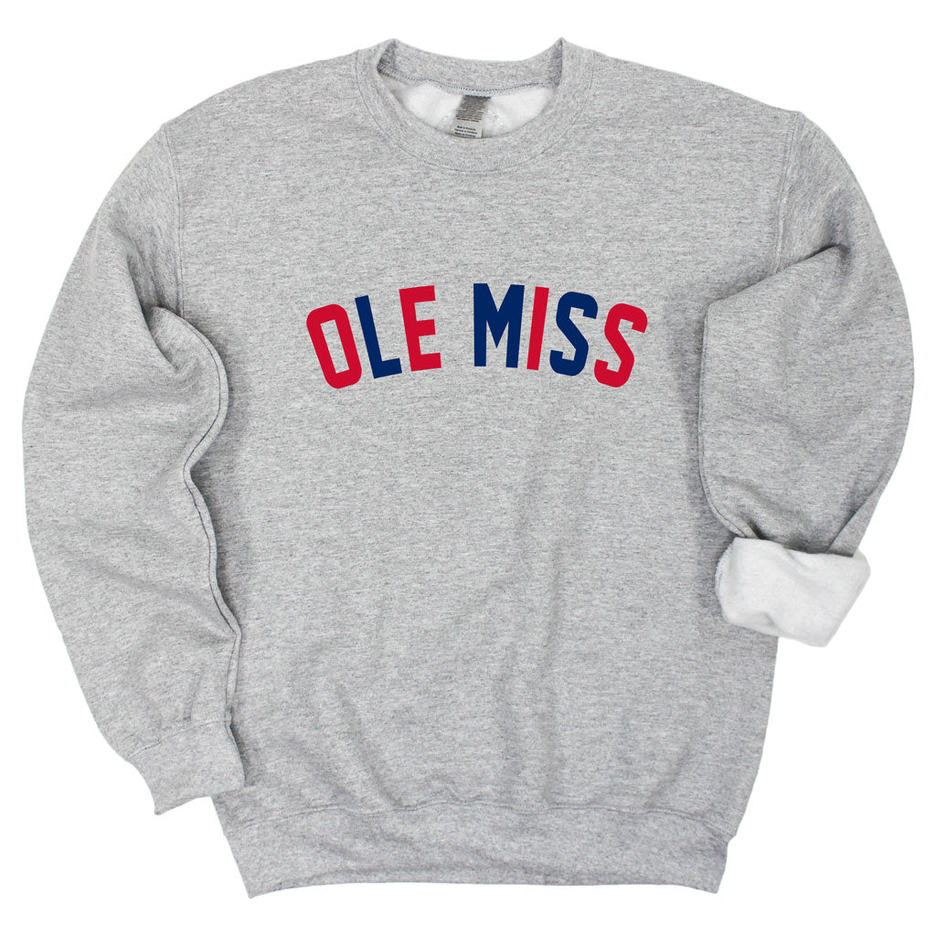 Glory Days Crewneck Fleece in Heather Gray - University of Mississippi