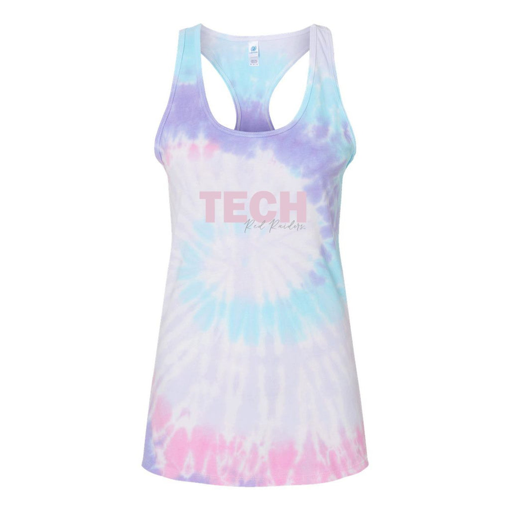 Texas Tech University Spring Fling Tie-Die Racerback Crop Tank in Cotton Candy